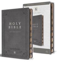 KJV Holy Bible, Giant Print Large Format, Gray Premium Imitation Leather With Ri Bbon Marker, Red Letter, and Thumb Index