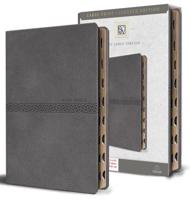 KJV Holy Bible, Large Print Medium Format, Gray Faux Leather w/Ribbon Marker, Red Letter, Thumb Index
