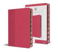 KJV Holy Bible, Large Print Medium Format, Fucsia Faux Leather w/Ribbon Marker, Red Letter, Thumb Index