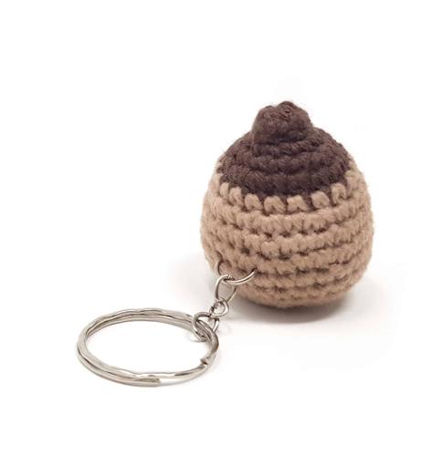 Crocheted Brown Boob Keyring