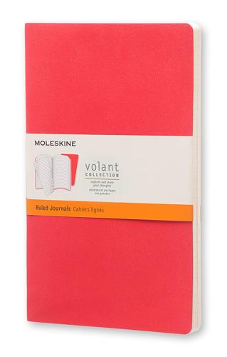 Moleskine Volant Journal Ruled Large Geranium Red/Scarlet Red