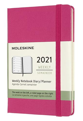Moleskine 2021 12-month Weekly Pocket Hardcover Diary - Bougainvillea Pink