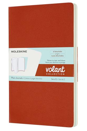 Moleskine Volant Journals Collection - Coral Orange and Aquamarine Blue (set of 2) - Large / Plain / Soft cover