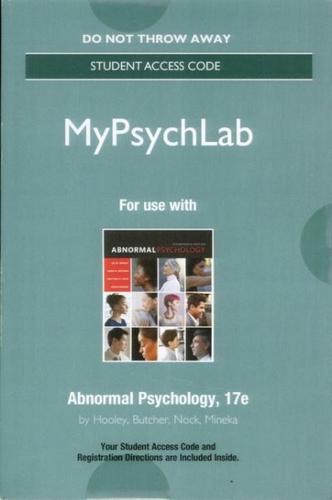 NEW MyPsych Lab Without Pearson eText -- Standalone Access Card -- For Abnormal Psychology