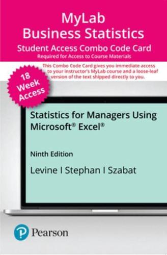 Mylab Stats With Pearson Etext 18 week Combo Access Card for Statistics for Managers Using Microsoft Excel
