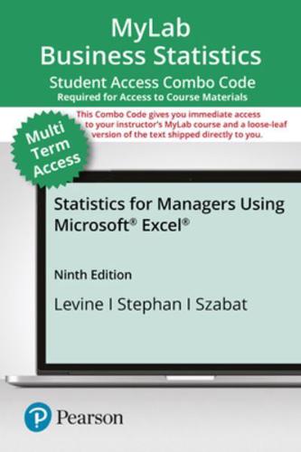 Mylab Stats With Pearson Etext 24 month Combo Access Card for Statistics for Managers Using Microsoft Excel