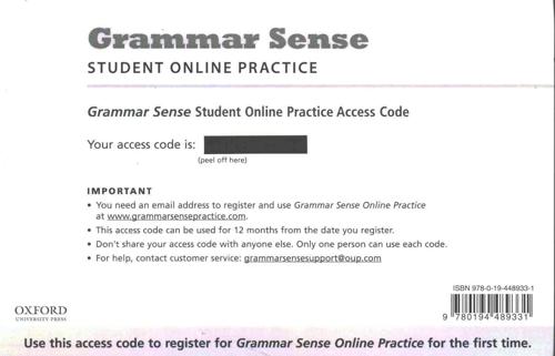 Grammar Sense: (All Levels): Online Practice Access Code Card