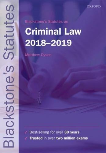 Blackstone's Statutes on Criminal Law 2018-2019
