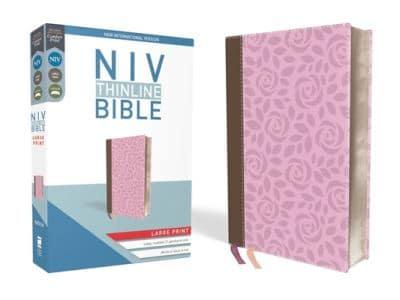 NIV, Thinline Bible, Large Print, Imitation Leather, Pink, Red Letter Edition
