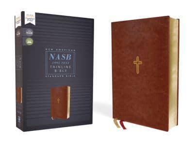 NASB, Thinline Bible, Leathersoft, Brown, Red Letter, 1995 Text, Comfort Print
