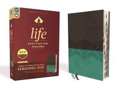 Niv, Life Application Study Bible, Third Edition, Personal Size, Leathersoft, Gray/Teal, Indexed, Red Letter Edition