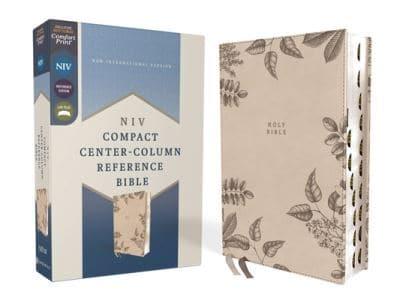 Niv, Compact Center-Column Reference Bible, Leathersoft, Stone, Red Letter, Thumb Indexed, Comfort Print