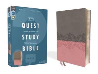 Niv, Quest Study Bible, Leathersoft, Gray/Pink, Comfort Print