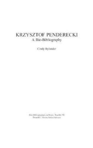 Krzysztof Penderecki: A Bio-Bibliography