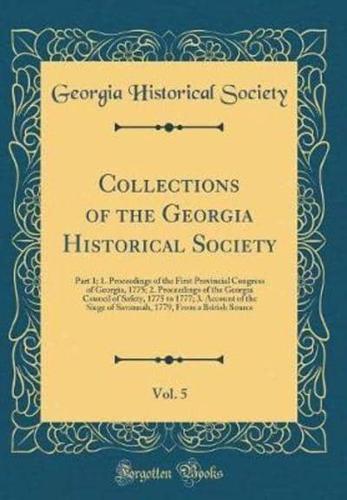 Collections of the Georgia Historical Society, Vol. 5