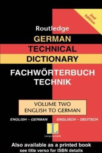 German Technical Dictionary. Vol. 2