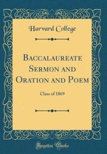 Baccalaureate Sermon and Oration and Poem
