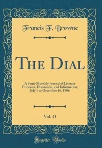 The Dial, Vol. 41