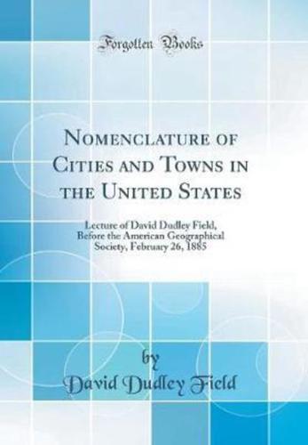 Nomenclature of Cities and Towns in the United States