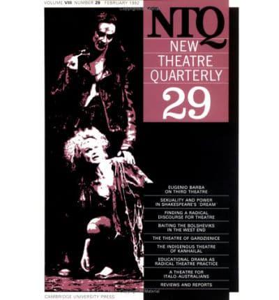 New Theatre Quarterly 29: Volume 8, Part 1