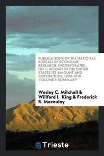 Publications of the National Bureau of Economic Research, Incorporated, No.1