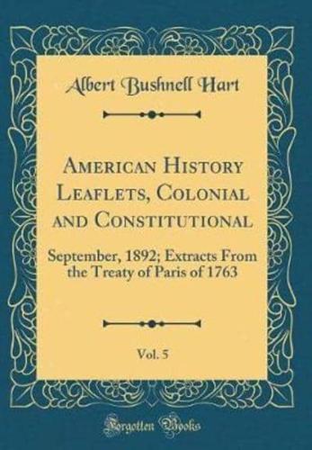 American History Leaflets, Colonial and Constitutional, Vol. 5