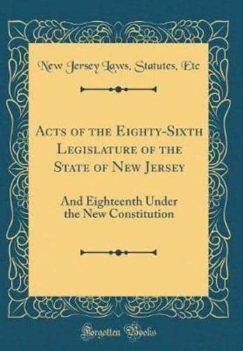 Acts of the Eighty-Sixth Legislature of the State of New Jersey