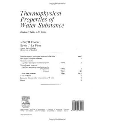 Thermophysical Properties of Water Substance