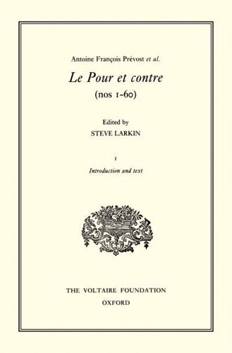 Antoine François Prévost Et Al., Le Pour Et Contre (Nos 1-60)