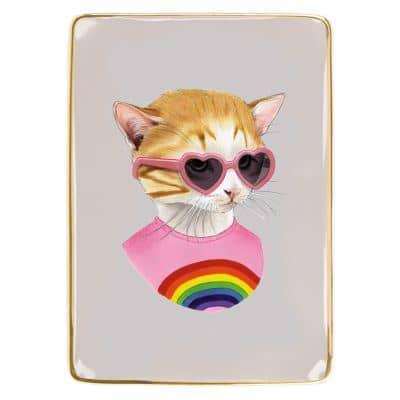 Berkley Bestiary Rainbow Kitten Medium Porcelain Tray