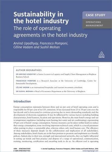 Sustainability in the Hotel Industry