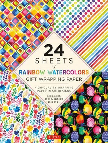 24 Sheets of Rainbow Watercolors Gift Wrapping Paper