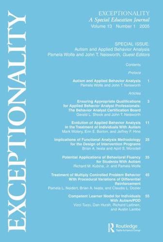 Autism and Applied Behavior Analysis: A Special Issue of exceptionality