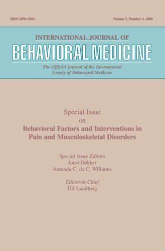 Behavioral Factors and Interventions in Pain and Musculoskeletal Disorders