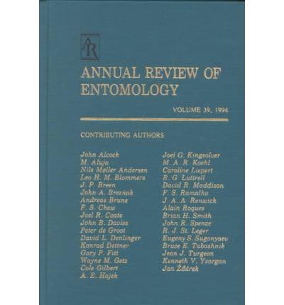 Annual Review of Entomology. V. 39, 1994