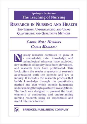 Research in Nursing and Health: Understanding and Using Quantitative and Qualitative Methods, 2nd Edition