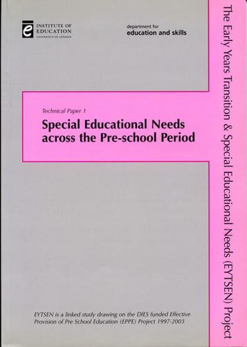 Special Educational Needs Across the Pre-School Period