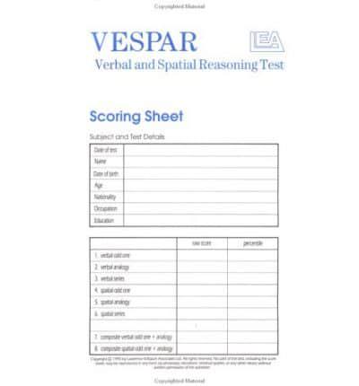 VESPAR Test Scoring Sheets
