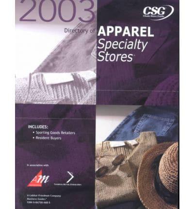 Directory of Apparel Specialty Stores 2003
