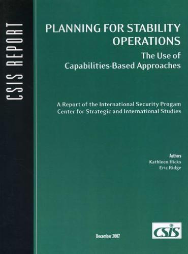 Planning for Stability Operations