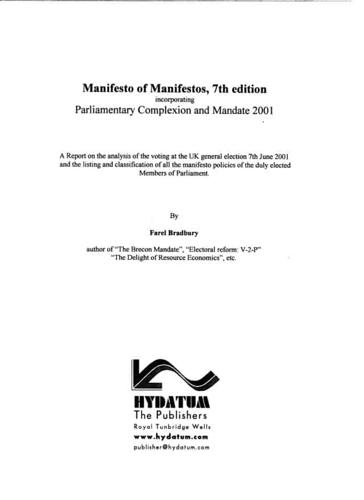 Manifesto of Manifestos, Incorporating Parliamentary Complexion and Mandate 2001