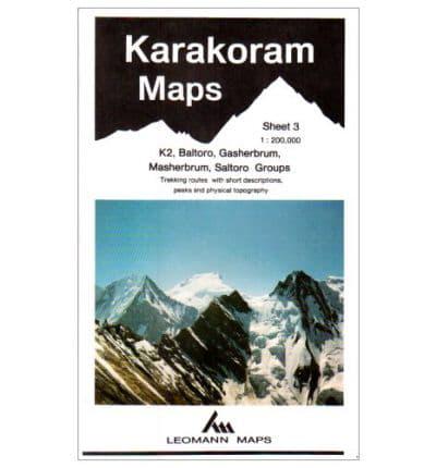 Karakoram Mountain Map. Sheet 3 K2, Baltoro, Gasherbrum, Masherbrum, Saltoro Groups