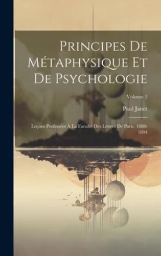 Principes De Métaphysique Et De Psychologie