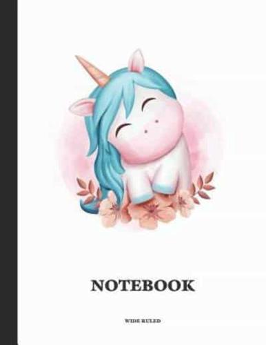 Wide Ruled Cute Unicorn Notebook