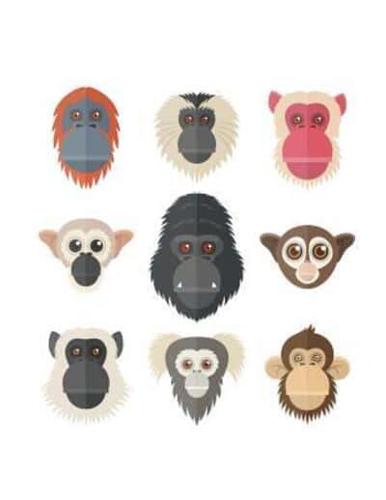 Primate Heads Blank Lined Notebook
