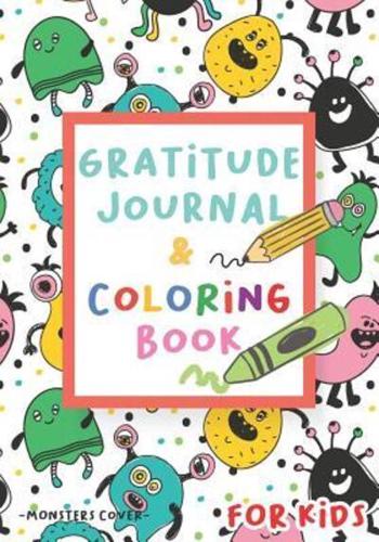 Gratitude Journal and Coloring Book for Kids - Monsters Cover