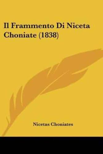 Il Frammento Di Niceta Choniate (1838)