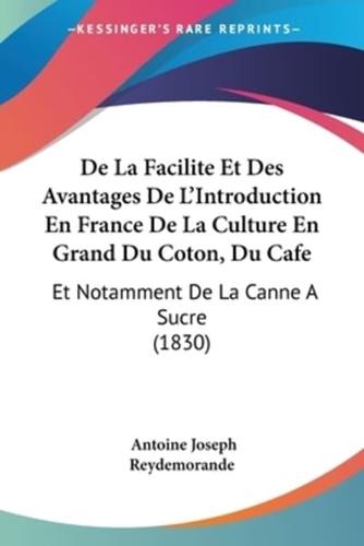 De La Facilite Et Des Avantages De L'Introduction En France De La Culture En Grand Du Coton, Du Cafe