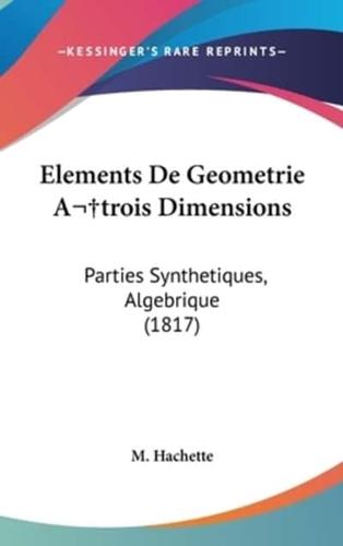 Elements De Geometrie Atrois Dimensions