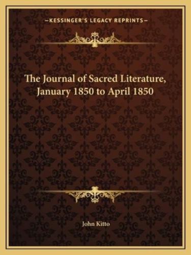 The Journal of Sacred Literature, January 1850 to April 1850